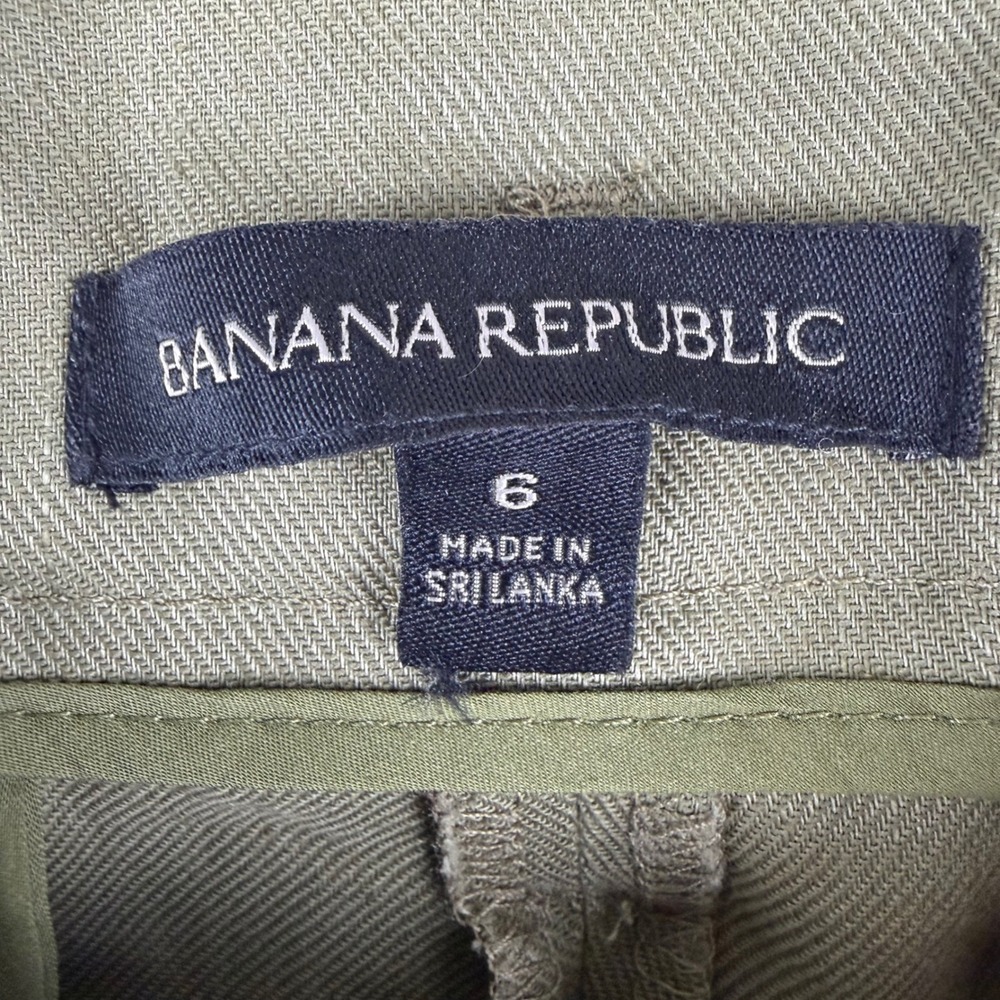 Banana Republic Olive Green Linen Blend Belted Wide Leg Pants Size 6 High Rise - Picture 3 of 4